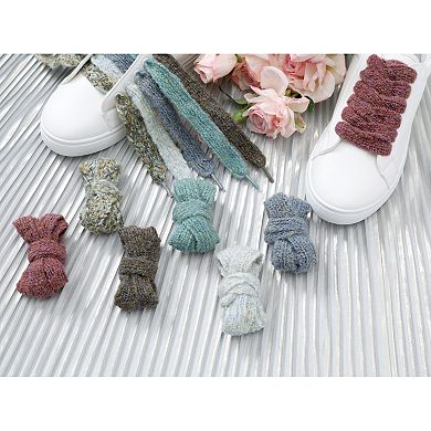 Women's Flat Mixed Color Mohair Widened Shoelaces for Sneakers 2 Pairs