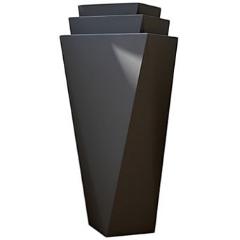 Set of 3 Stackable Tall Planters with Drainage Holes for Indoor or Outdoor Use