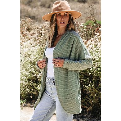 Waffle Knit Open Front Cardigan