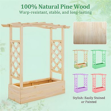 Elevated Garden Bed with Trellis and Roof for Patio Backyard Balcony