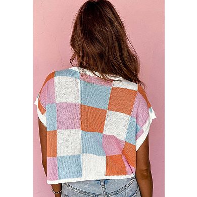 Color Block Cap Sleeve Sweater