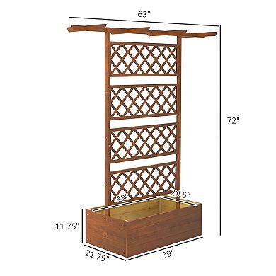 Raised Garden Bed with Back Trellis and Small Roof for Vegetables, Herbs, Flowers