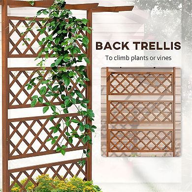 Raised Garden Bed with Back Trellis and Small Roof for Vegetables, Herbs, Flowers