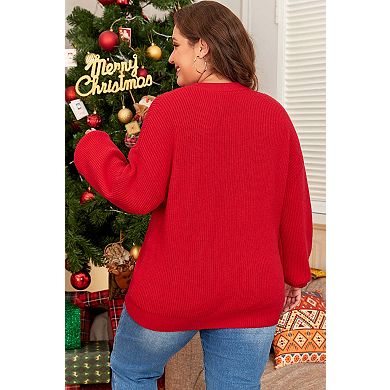 Sparkle All The Way Tinsel Crew Neck Plus Size Sweater
