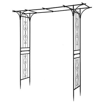Outdoor Garden Arbor Flat Top Arch Trellis for Climbing Plants Lawn Path