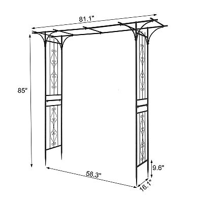 Outdoor Garden Arbor Flat Top Arch Trellis for Climbing Plants Lawn Path
