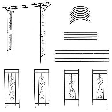 Outdoor Garden Arbor Flat Top Arch Trellis for Climbing Plants Lawn Path