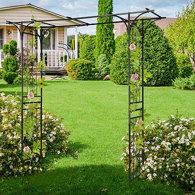 Outdoor Garden Arbor Flat Top Arch Trellis for Climbing Plants Lawn Path