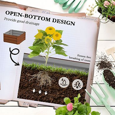 Raised Garden Bed with Trellis, Square Metal Planter Box with Tomato Cage for Climbing Vegetables