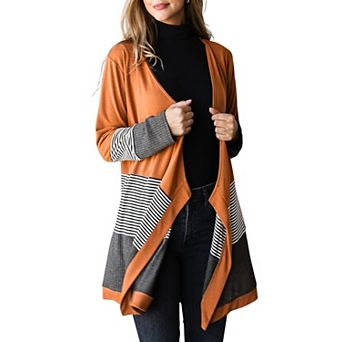 Colorblock Striped Patchwork Open Cardigan