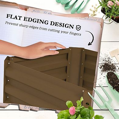 Raised Garden Bed with Trellis, Square Metal Planter Box with Tomato Cage for Patio or Backyard