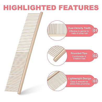 Dog Cat Comb, Rounded Ends for Knots Mats Long Curly Hair Pet 3PCS