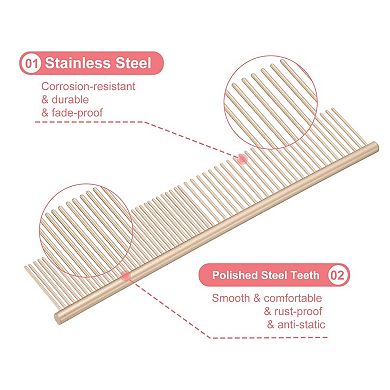 Dog Cat Comb, Rounded Ends for Knots Mats Long Curly Hair Pet 3PCS