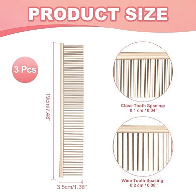 Dog Cat Comb, Rounded Ends for Knots Mats Long Curly Hair Pet 3PCS