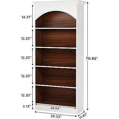 Vertical Floor-Standing Bookcase with 5 Open Shelves for Living Room or Office