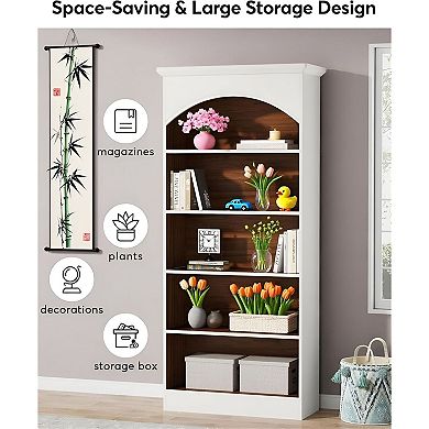 Vertical Floor-Standing Bookcase with 5 Open Shelves for Living Room or Office