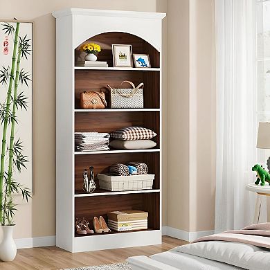 Vertical Floor-Standing Bookcase with 5 Open Shelves for Living Room or Office