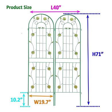 2 Pack Metal Climbing Plant Trellis for Garden Vines and Flowers
