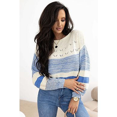 Open Stitch Puff Sleeve Sweater