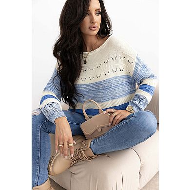 Open Stitch Puff Sleeve Sweater