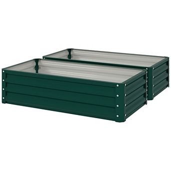 2 pc Galvanized Steel Raised Garden Bed for Vegetables, Herbs, and Flowers
