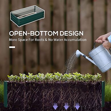 2 PCS Galvanized Steel Raised Garden Bed for Vegetables, Herbs, and Flowers