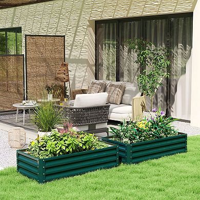 2 PCS Galvanized Steel Raised Garden Bed for Vegetables, Herbs, and Flowers