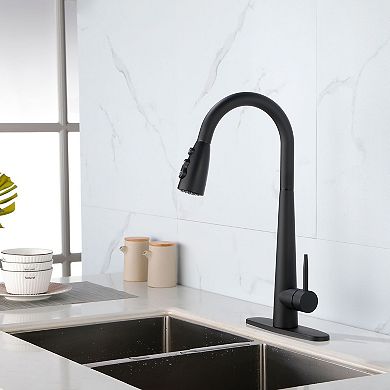 Single-Handle Stainless Steel Kitchen Faucet with Pull-Out Hose for DIY Install