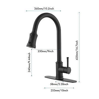 Stainless Steel Kitchen Faucet Pull Down Sprayer High Arc Single Handle