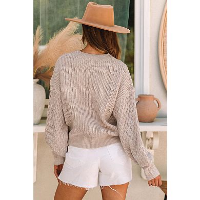 Cable Knit Sleeve Drop Shoulder Sweater