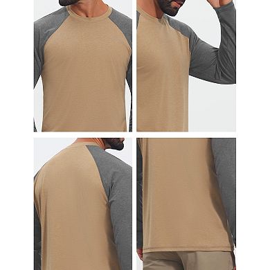 Men's Raglan T-Shirt Long Sleeve Crew Neck Contrast Baseball T-Shirts