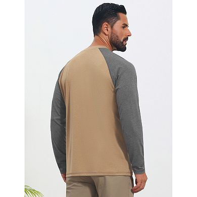 Men's Raglan T-Shirt Long Sleeve Crew Neck Contrast Baseball T-Shirts