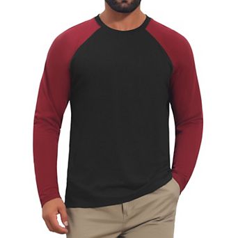 Men's Raglan T-Shirt Long Sleeve Crew Neck Contrast Baseball T-Shirts