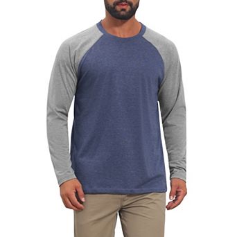 Men's Raglan T-Shirt Long Sleeve Crew Neck Contrast Baseball T-Shirts