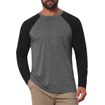 Men's Raglan T-Shirt Long Sleeve Crew Neck Contrast Baseball T-Shirts