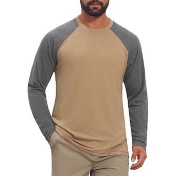 Men's Raglan T-Shirt Long Sleeve Crew Neck Contrast Baseball T-Shirts