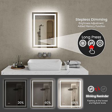 LED Bathroom Mirror Anti-Fog with Stepless Dimming and Moisture-Resistant Glass