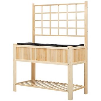 2-Level Raised Wood Planter for Herbs, Vegetables, Flowers, and Outdoor Gardening