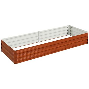Outdoor Rectangular Raised Planter with Open-Bottom Drainage for Patio or Backyard