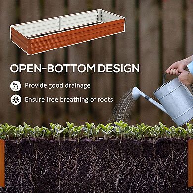 Outdoor Rectangular Raised Planter with Open-Bottom Drainage for Patio or Backyard