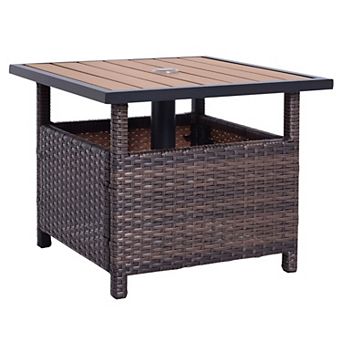 Outdoor Bistro Table with Umbrella Hole for Patio, Balcony, or Garden