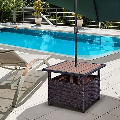 Outdoor Bistro Table with Umbrella Hole for Patio, Balcony, or Garden