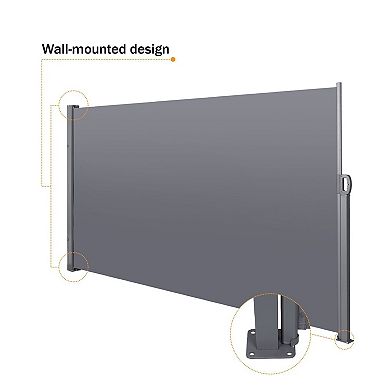 Retractable Patio Privacy Screen Awning with Fabric Panel for Balcony Deck Terrace