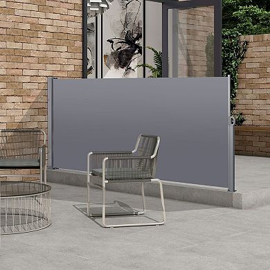 Retractable Patio Privacy Screen Awning with Fabric Panel for Balcony Deck Terrace