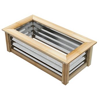 Raised Garden Bed with Galvanized Steel Panels and Wood Frame