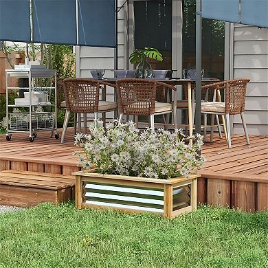 Raised Garden Bed with Galvanized Steel Panels and Wood Frame