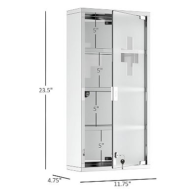 Wall-Mounted Bathroom Cabinet with Lockable Door and Tiered Storage Shelves