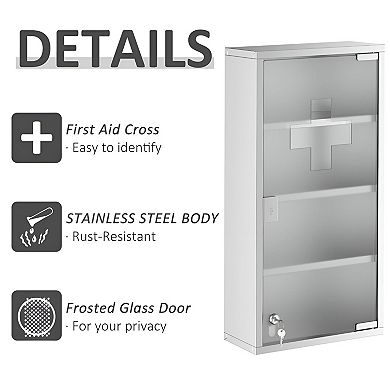 Wall-Mounted Bathroom Cabinet with Lockable Door and Tiered Storage Shelves