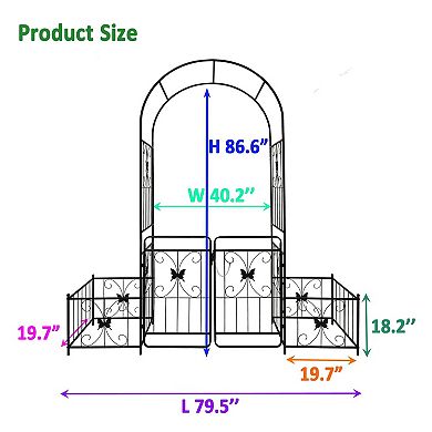 Garden Arch Arbor with Double Gates and Planter Holders for Vines Patio Path