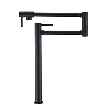 Two-Handle Kitchen Pot Filler with Dual Swivel Joints and Retractable Spout